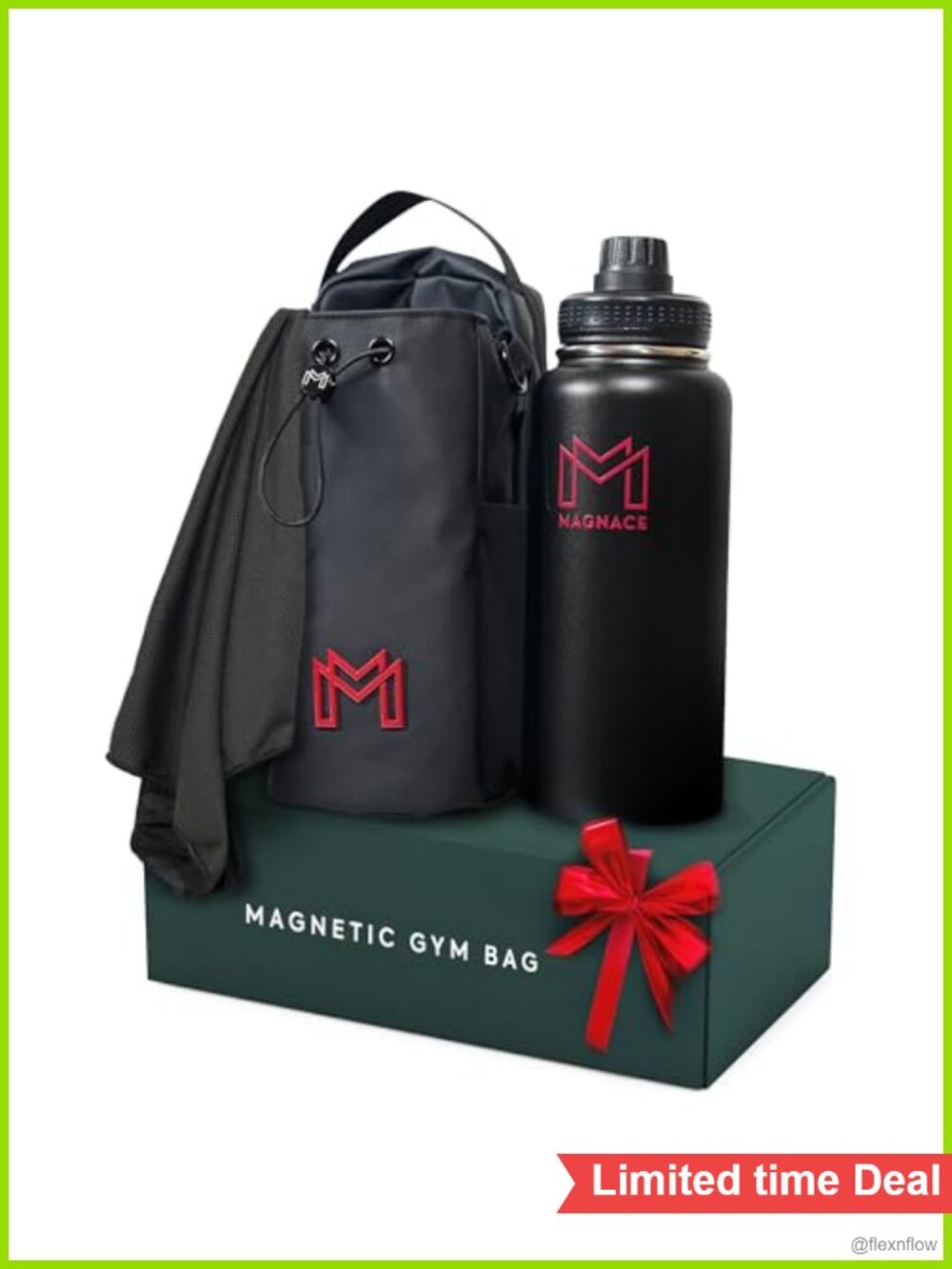 Magnetic Gym Bag Bundle Water Bottle Holder Sling Crossbody Bag